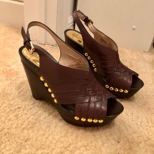 Michael Kors chocolate brown wedges